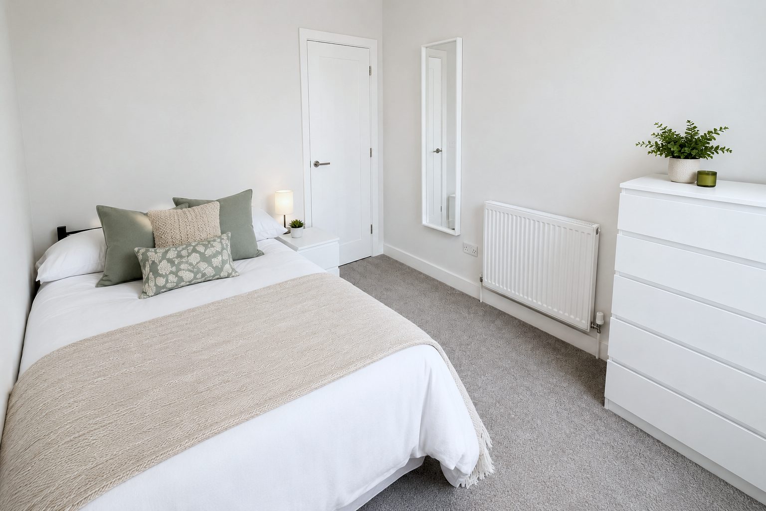 Double bed with side table